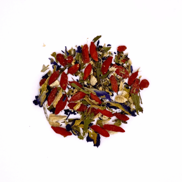 2024-11 Gobi Goji Blue Detox herbal tea - white background ingredients