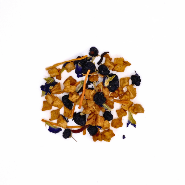 2024-11 Gobi Goji Purple Boost herbal tea - white background ingredients black goji cordyceps apple