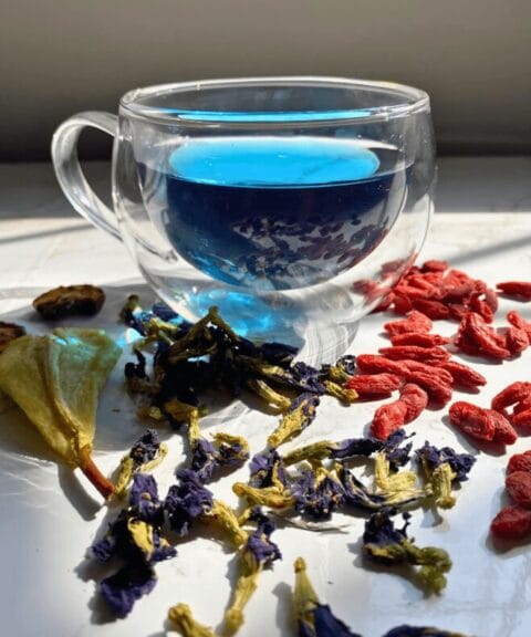 2025 06 Gobi Goji herbal tea Blue Detox marble table angle