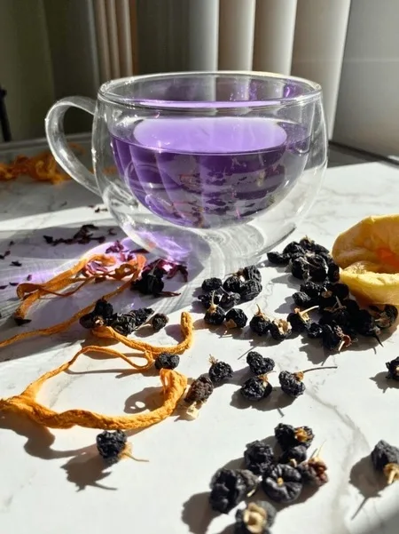 2025-06-Gobi-Goji-herbal-tea-Purple-Boost-marble-table-angle- 450x600
